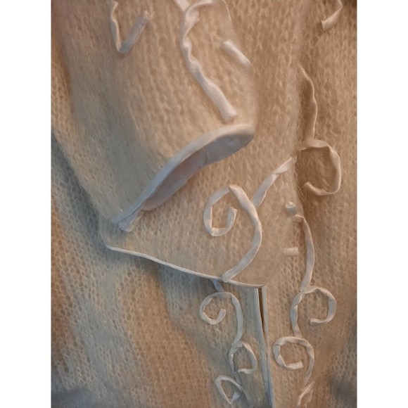 Vtg Ladies 1950’s Cyn-Les Sm Wool Mohair Satin Trim Cardigan British Hong Kong - Picture 7 of 8